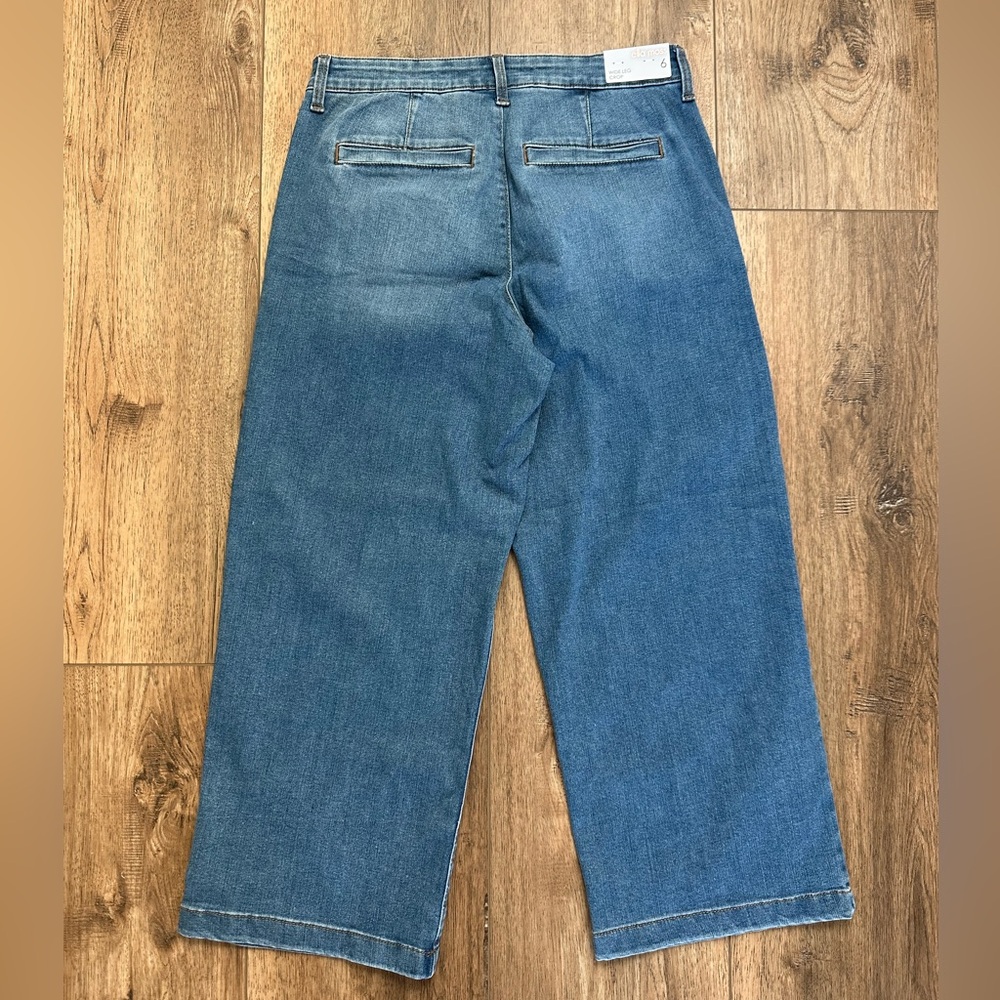NWT! Ella Moss Wide Leg Crop Pants, Denim, High-Rise, Medium Wash, Size 6 - Picture 8 of 12
